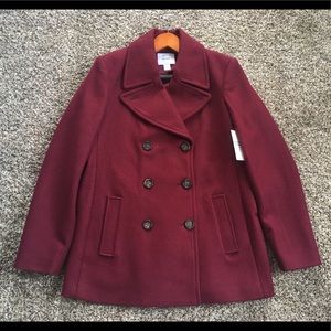 Old Navy Burgundy Soft Brushed Peacoat Sz L NEW
